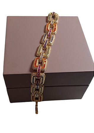 PULSEIRA CRAVEJADA DE ZIRCÔNIAS COLORIDAS