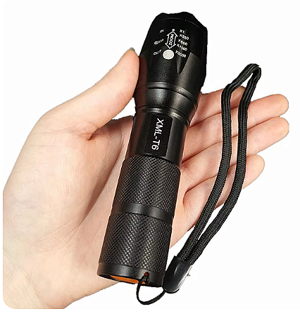 Lanterna Tática Mini XML-T6 Recarregável Luz baixa e alta e Strobo 1 Led