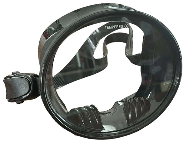 Máscara Redonda 100% em Silicone Vidro Único Temperado Presilhas de Ajuste Rápido Preto