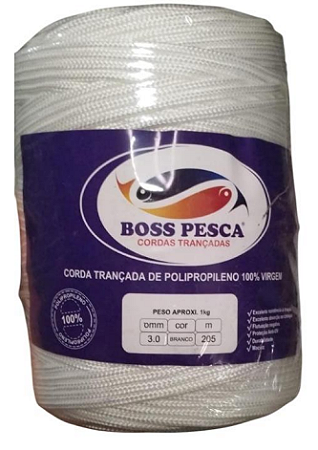 Corda Trançada Boss Pesca 3,00 3,50 4,00 e 6,00 mm Branco