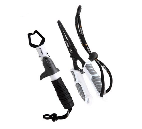 Kit Alicate Corte 18 cm + Pega Peixe 20 cm Modelo A-21 Aço Inoxidável 195 g Cores: Laranja, Verde, Preto, Rosa e Azul