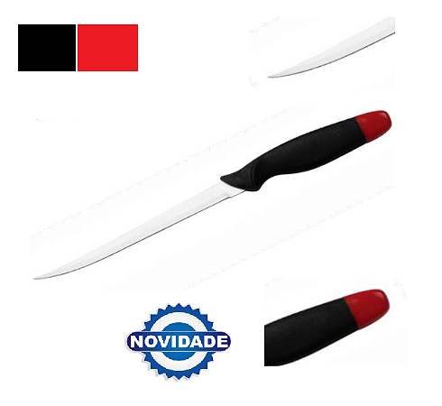 Faca para pesca 7 Sahara F-110 Aço 420 SS + PP Acompanha Bainha 27,2 cm Cor: Preto com Vermelho