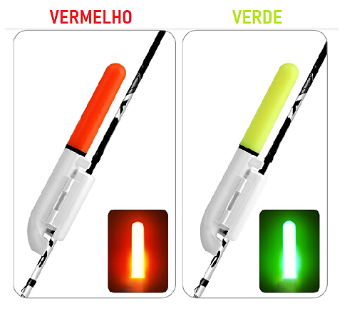 Bastão para pesca noturna LED Lâmpada luminosa à prova d'água Cores: Verde Constante ou Vermelho Constante