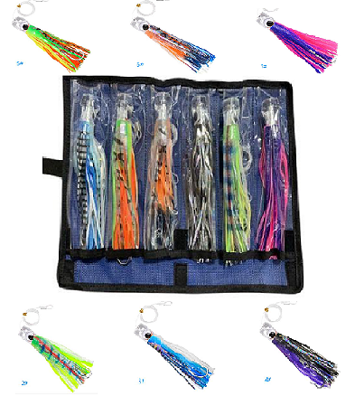 Kit com 6 unidades Isca Artificial Lula Corrico em silicone com Anzol 16 cm ou 23 cm Acompanha estojo