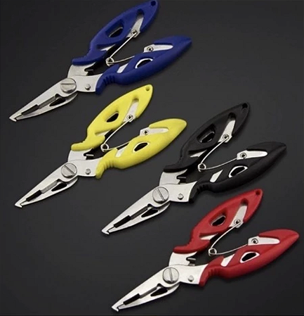 Alicate Mini Color Pesca Multifuncional Em Aço Inox Corta Cabo, Troca Argola e Tira Anzol
