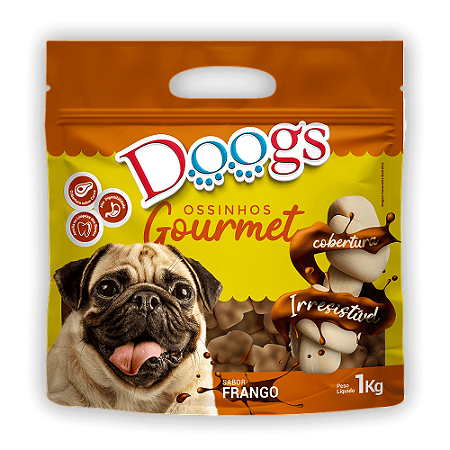 OSSINHOS GOURMET DOOGS - SABOR FRANGO - 1KG