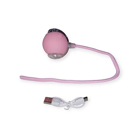 Bolinha Giratória com Corda Rosa