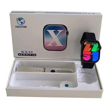 Relógio Smartwatch Khostar  inteligente série KX10 Ultra caixa preto 2 pulseiras