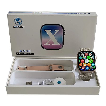 Relógio Khostar Smartwatch KX SÉRIE 10 Cor da caixa Dourado 2 pulseira
