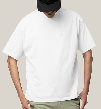Camiseta Oversized Masculina Branca Algodão Premium WSS Basic