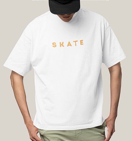 Camiseta Oversized Masculina Branca Algodão Premium WSS Skate Key