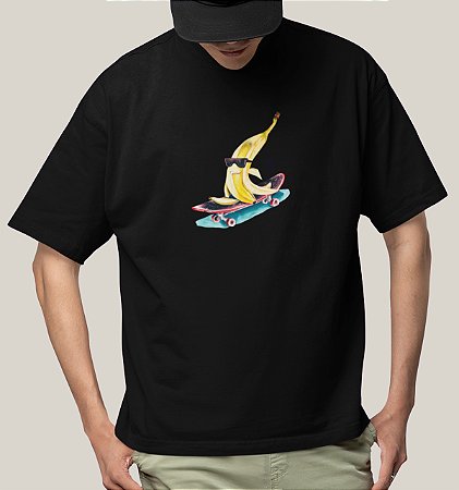 Camiseta Oversized Masculina Preta Algodão Premium WSS Radical Banana