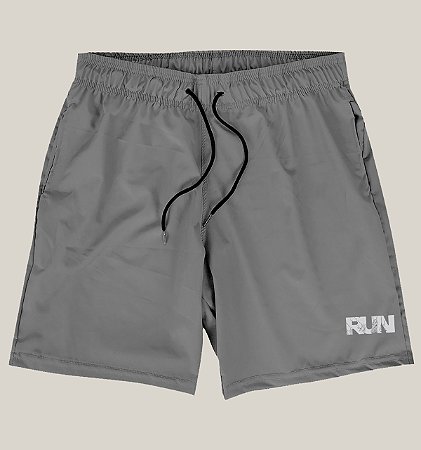 Bermuda Academia Corrida Masculina Cinza Elastano Premium Tactel WSS Brasil Run Energia