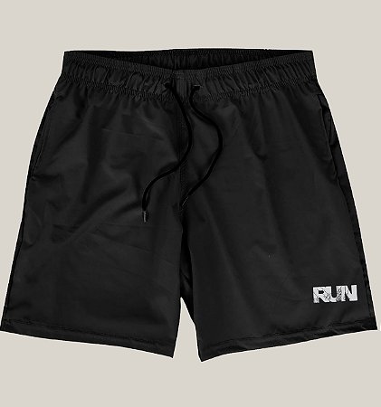 Bermuda Academia Corrida Masculina Preta Elastano Premium Tactel WSS Brasil Run Energia
