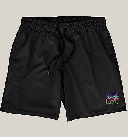 Bermuda Academia Corrida Masculina Preta Elastano Premium Tactel WSS Brasil Run Rotina