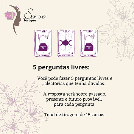 Leitura de Tarô - Cinco perguntas livres