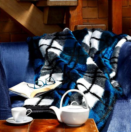 Cobertor Acalanto Xadres Escocês Queen