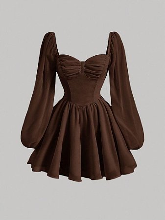 vestido marrom básico