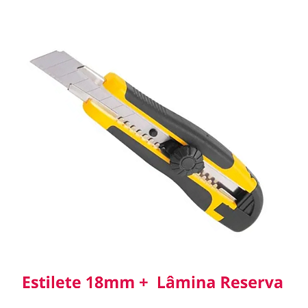 Estilete Profissional 18mm com Lâmina Reserva