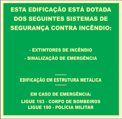 Placa Indicação dos Sistemas na Edificação – M1 E MET