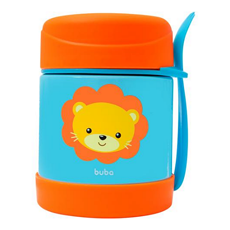 Buba Pote Térmico com Garfinho Animal Fun Leão