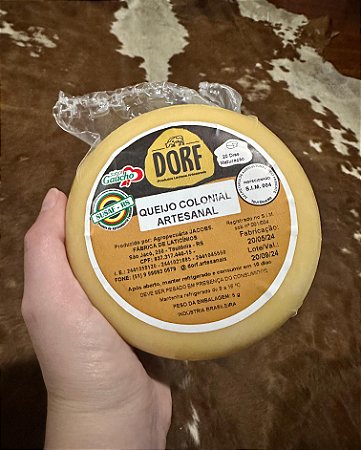 QUEIJO COLONIAL ARTESANAL DORF -  MATURAÇÃO 20 DIAS - PEÇA REDONDA 800G