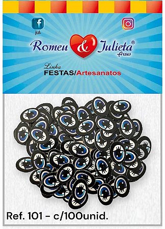 Ref.- 101 - Olho de papel c/cílios nº01 c/100 unid. - 10x15mm