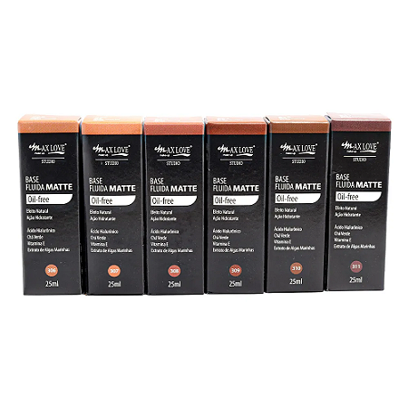 Base Matte Fluida Oil-Free da Max Love- Tons Medios e Escuros (306 / 311 )
