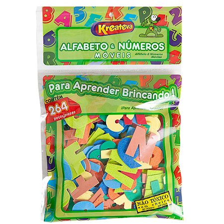 Alfabeto e Números Móveis 40mm (Altura) Com 264 Peças