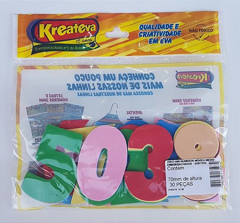 KIT 3 Unidades - Números Móveis Médio 70mm (Altura) Com 30 Peças