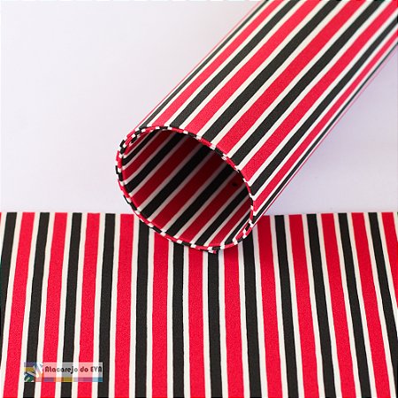 Pacote 5 Folhas EVA Mini Listra (Dupla face) 40x60cm Vermelho/Preto/Branco