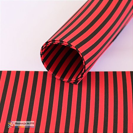 Pacote 5 Folhas EVA Listrado (Dupla face) 40x60cm Vermelho/Preto