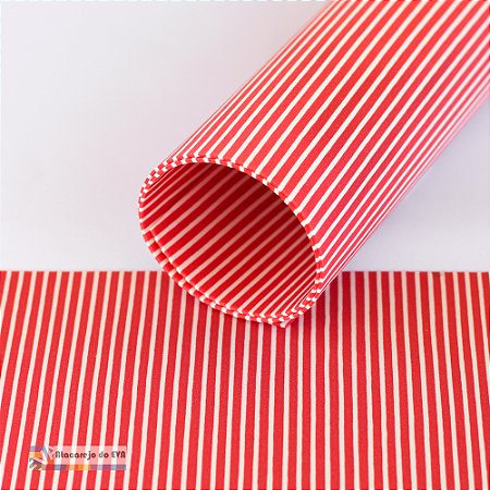 Pacote 5 Folhas EVA Mini Listra Delicado (Dupla face) 40x60cm Branco/Vermelho