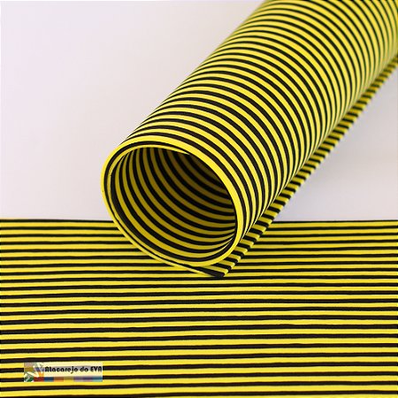 Folha EVA Mini Listra Delicado (Dupla face) 40x60cm Amarelo/Preto
