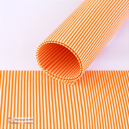 Folha EVA Mini Listra Delicado (Dupla face) 40x50cm Branco/Laranja