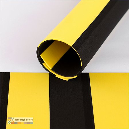 Folha EVA Listrado (Dupla face) 40x50cm Amarelo/Preto