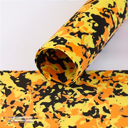 Pacote 5 Folhas EVA Misto (Dupla face) 40x50cm Preto/Laranja/Amarelo