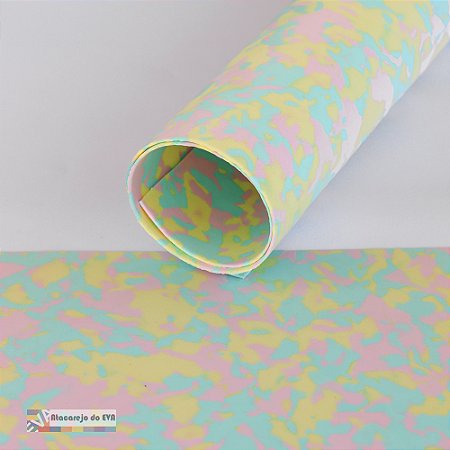 Pacote 5 Folhas EVA Misto (Dupla face) 40x50cm Amarelo/Verde Água/Rosa
