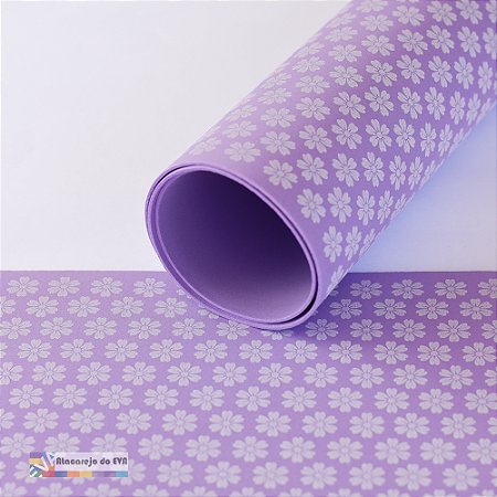 Pacote 5 Folhas EVA Estampado 40x60cm FLOWERS (Flores) Violeta