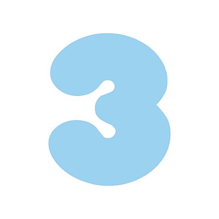 Número unitário - NÚMERO "3" (120mm Altura) Cores Sortidas