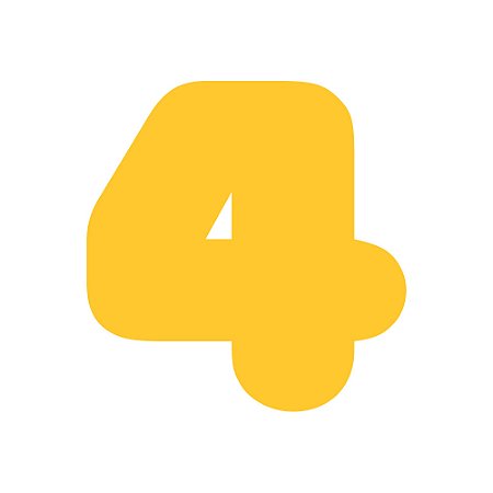 Número unitário - NÚMERO "4" (120mm Altura) Cores Sortidas