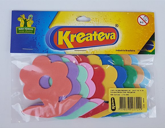 Aplique Médio "MARGARIDA" (Blister 10 unidades) Cores Sortidas