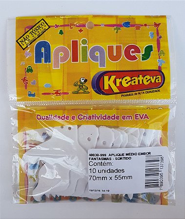 KIT 3 Blisters - Aplique Médio "FANTASMA" (Blister 10 unidades) Cor Branca