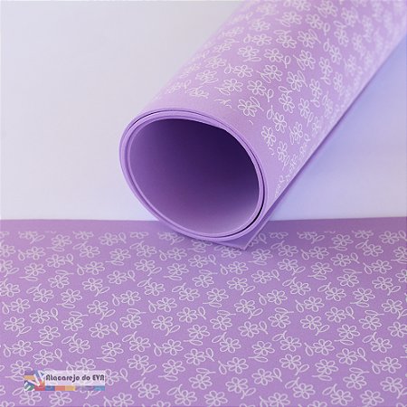 Pacote 5 Folhas EVA Estampado 40x60cm Cítrico MARGARIDA Lilás Hortênsia