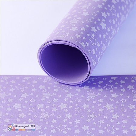 Pacote 5 Folhas EVA Estampado 40x60cm Cítrico ESTRELA Lilás Hortênsia