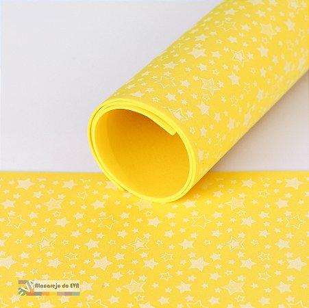 Pacote 5 Folhas EVA Estampado 40x60cm Cítrico ESTRELA Amarelo Brasil
