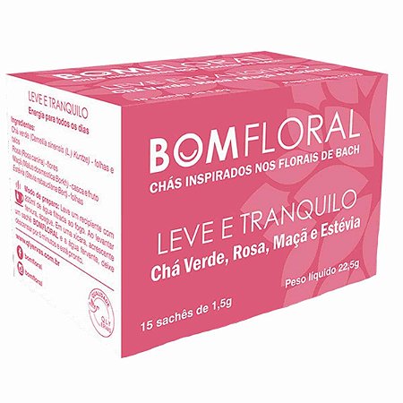 Caixa de Chá BomFloRal Leve e Tranquilo com 15 Sachês