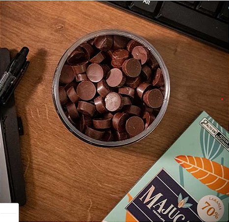 Patilha de Chocolate 70%Cacau com Raspas de Laranja