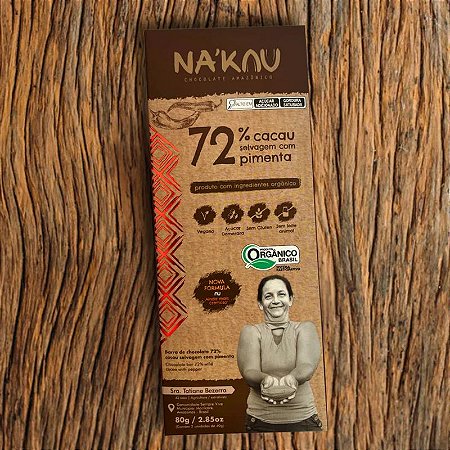 72% Cacau com Pimenta Baniwa 80g - Nakau - 80g