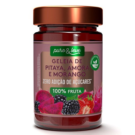 Geleia de Pitaya, Amora e Morango Puro e Leve230g